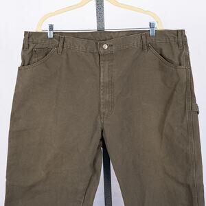 Dickies Relaxed Fit Heavyweight Duck Carpenter Pants Rinsed Moss Green 42 x 30